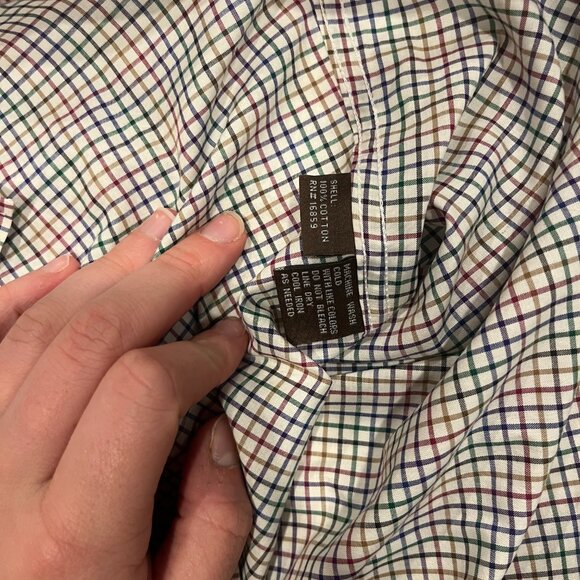 J. McLaughlin Men's M Cotton‎ Plaid Button-Down Long-Sleeve Dress Shirt - Picture 7 of 7